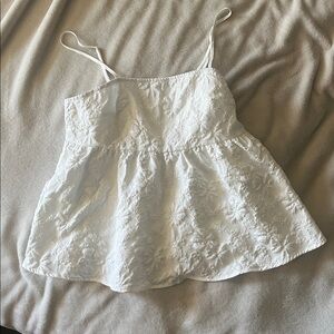 SHEIN White floral Detail Top